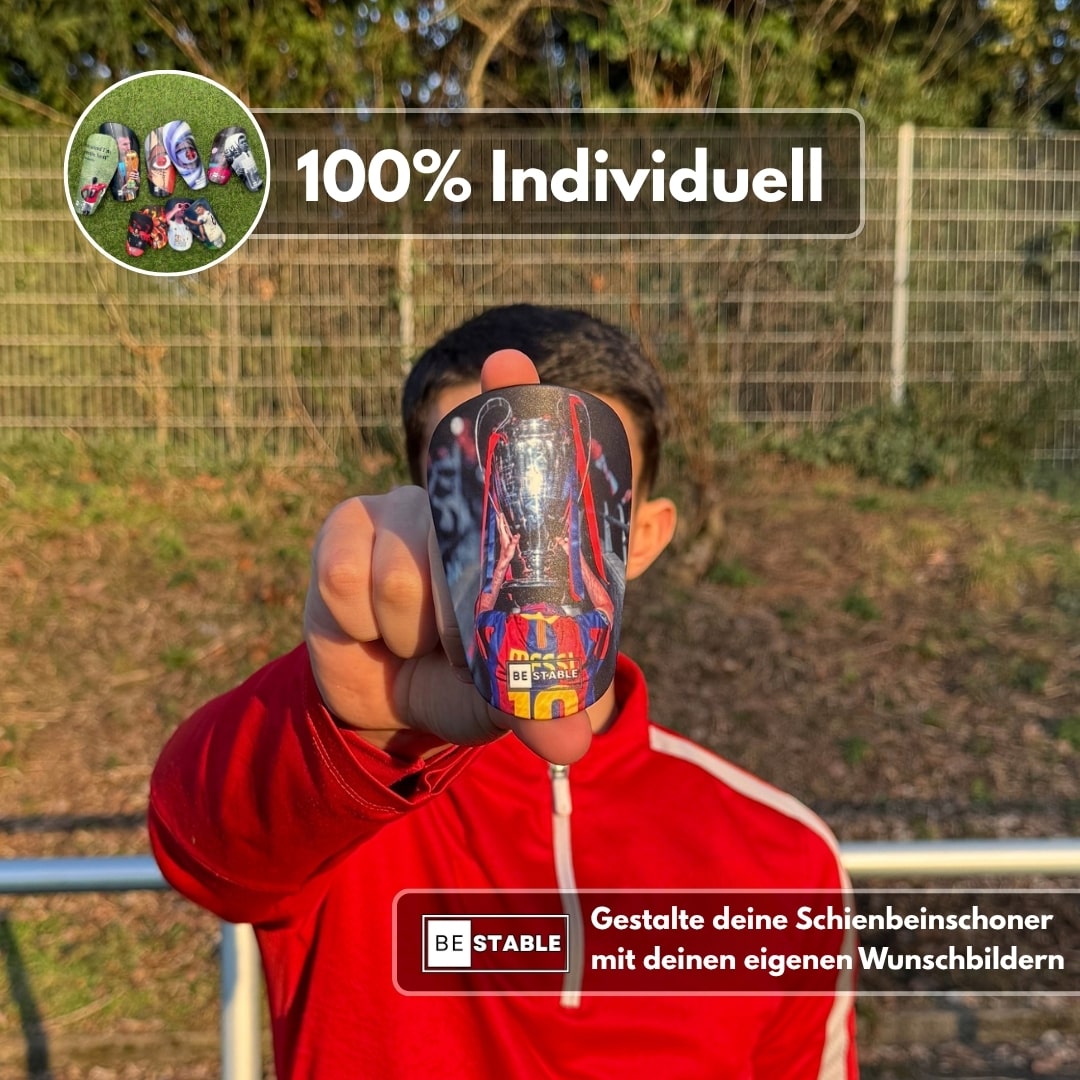 perfekt als Mannschaftsgeschenk oder Deko – Custom Mini Shin Pads im Profi-Look – Mini Shin Guards personalized in Top-Qualität für Sammler, Turniere oder als kreatives Fußballgeschenk. Von BeStable Schienbeinschoner 